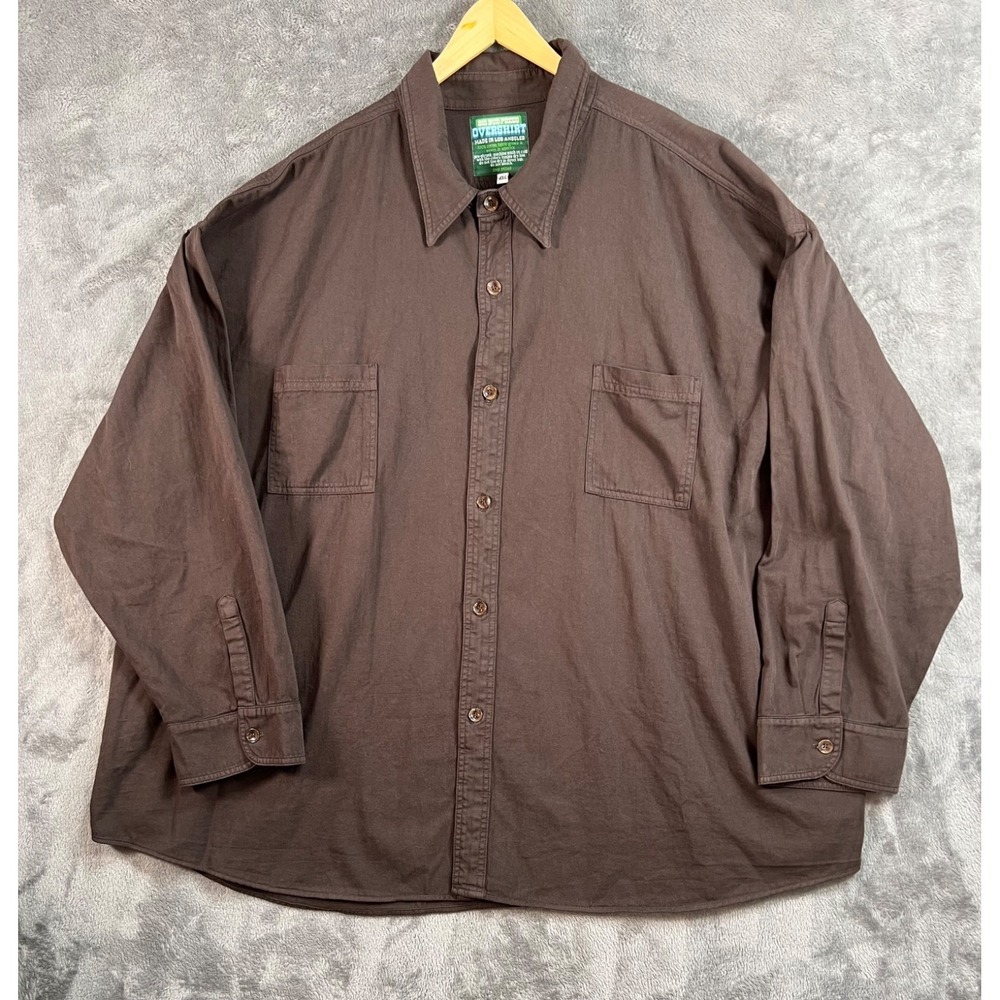 Big Bud Press Button-Up Overshirt Mens 4XL Brown Oversized Made In USA